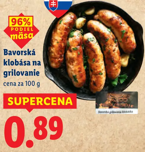 Bavorská klobása na grilovanie