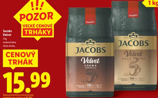 Jacobs Velvet zrnková káva