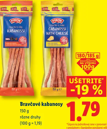 Pikok Bravčové kabanosy rôzne druhy