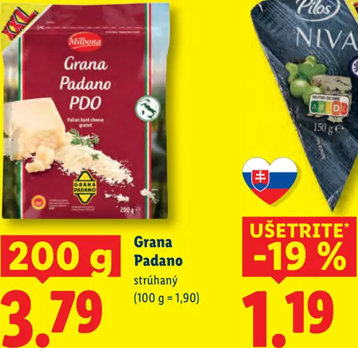 Milbona Grana Padano strúhaný