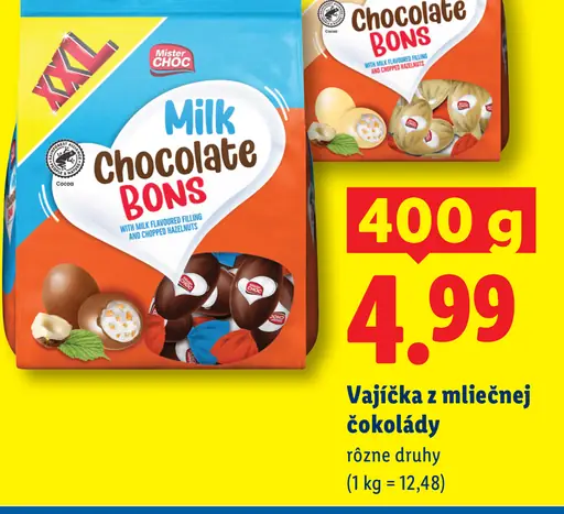 Choceur Vajíčka z mliečnej čokolády