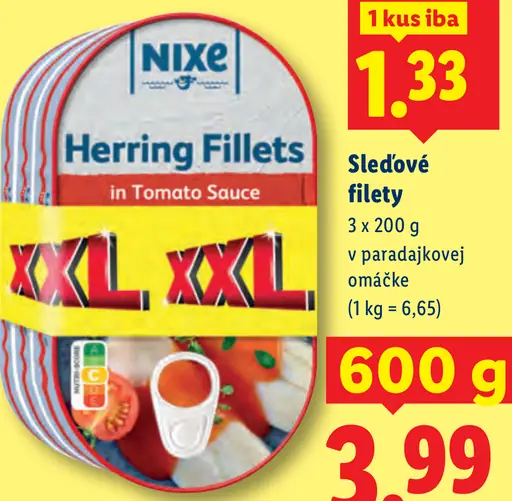Nixe Sledové filety v paradajkovej omáčke