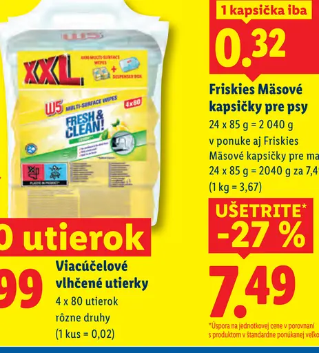 Viacúčelové vlhčené utierky