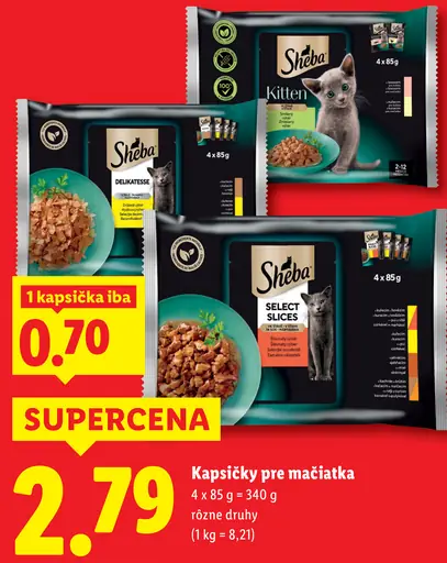 Sheba kapsičky pre mačiatka