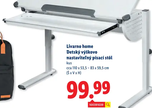 Livarno home Detský písací stôl s nastaviteľnou výškou