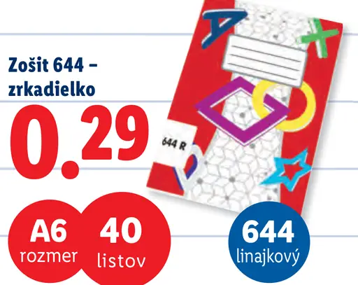 Zošit 644 linajkový zrkadielko