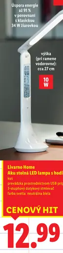 Livarno Home Aku stolná LED lampa s hodinami