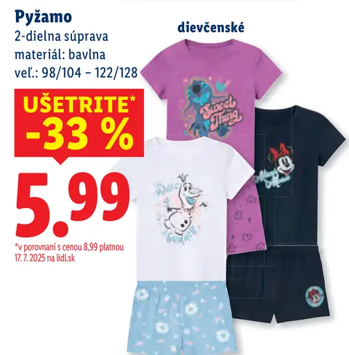Dievčenské pyžamo