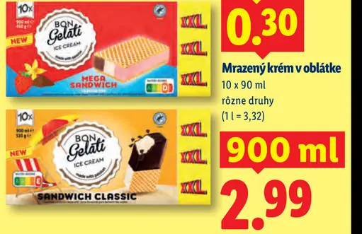 Bon Gelati Mrazený krém v kornútiku