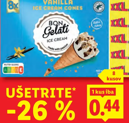 Bon Gelati Zmrzlina v kornútiku