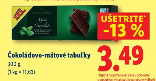 Čokoládovo-mätové tabuľky