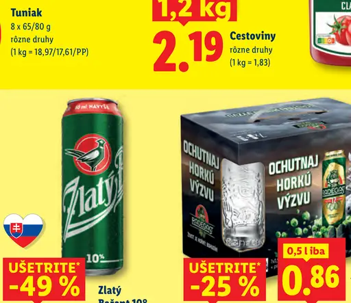 Zlatý Bažant Pivo plechovka