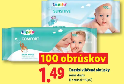 Lupilu Detské vlhčené obrúsky