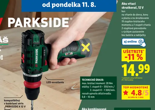 Parkside Aku vŕtací skrutkovač