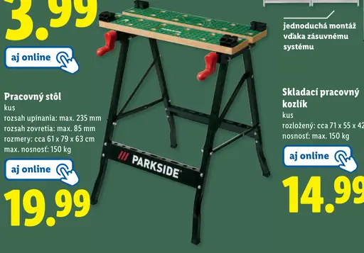 Parkside Pracovný a upínací stôl