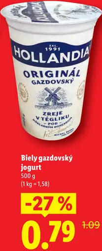 Hollandia Biely gazdovský jogurt