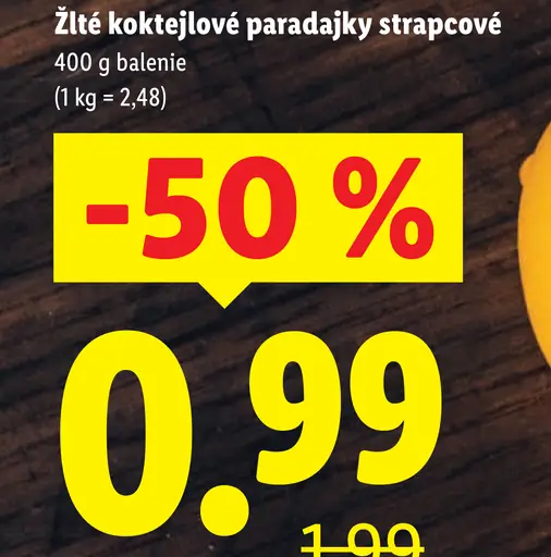 Lidl Žlté koktejlové paradajky strapcové