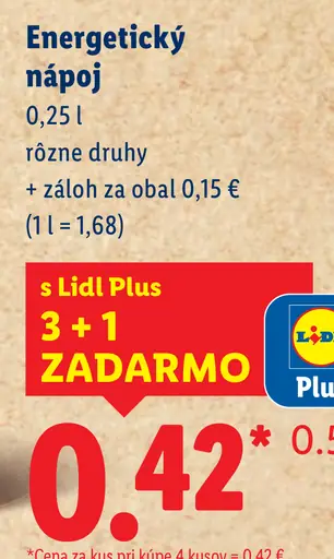Energetický nápoj rôzne druhy