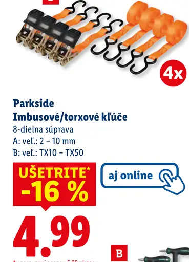 Parkside Imbusové/torxové kľúče