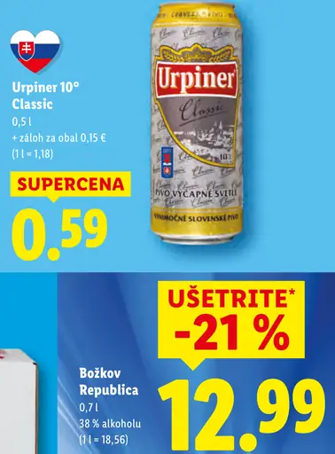 Urpiner 10° Classic plechovka