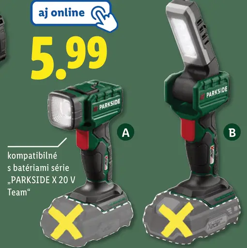 Parkside Aku ručný LED reflektor 20 V
