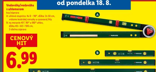 Parkside Vodováha/vodováha s uhlomerom