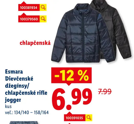 Esmara Dievčenské džegínsy/chlapčenské rifle jogger