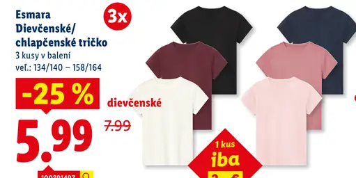 Esmara Dievčenské/chlapčenské tričko