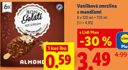 Bon Gelati Vanilková zmrzlina s mandľami