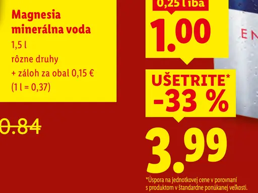 Magnesia Prírodná minerálna voda neperlivá