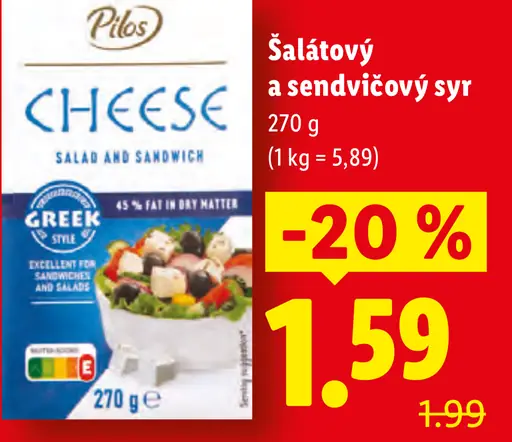 Pilos Šalátový a sendvičový syr
