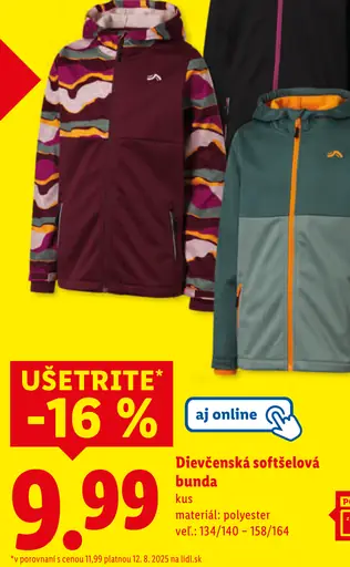 Crivit dievčenská softšelová bunda