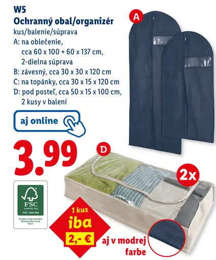 W5 Ochranný obal/organizér