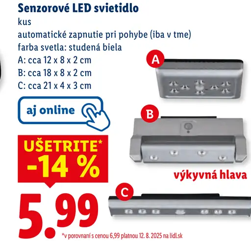 Senzorové LED svetidlo