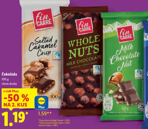 Fin Carré mliečna čokoláda s hrozienkami a orieškami