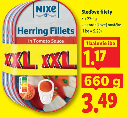 Nixe Sledové filety v paradajkovej omáčke
