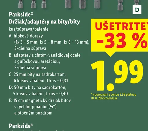 Parkside Držiaky alebo adaptéry na bity alebo bitky