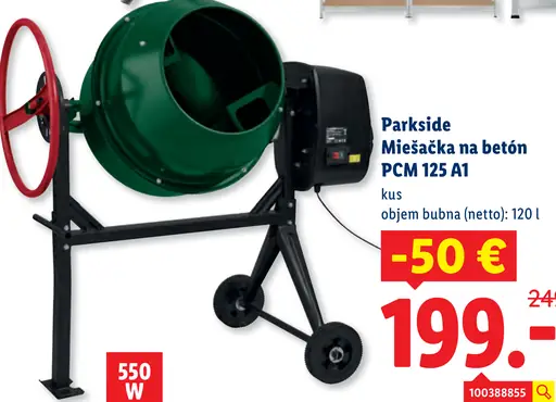 Parkside Miešačka na betón PCM 125 A1