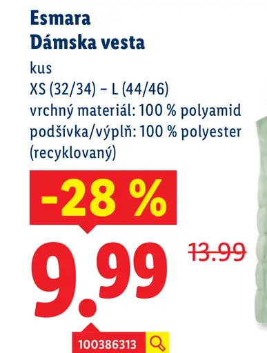 Esmara Dámska dlhá prešívaná vesta