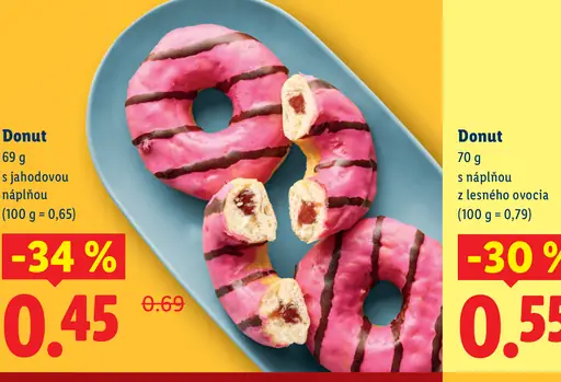 Donut s jahodovou príchuťou