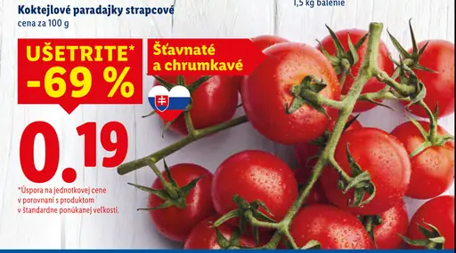 Paradajky koktejlové strapcové