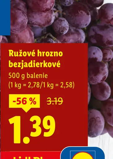 Ružové hrozno bezjadierkové