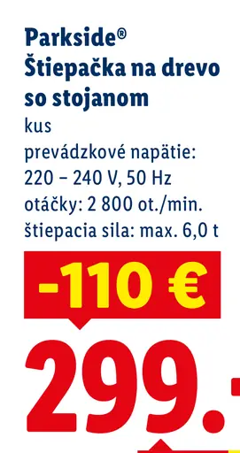 Parkside Štiepačka na drevo so stojanom