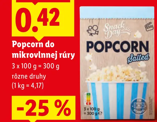 Snack Day Popcorn do mikrovlnnej rúry