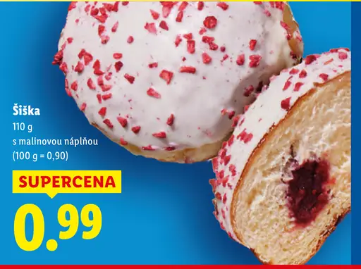 Šiška s malinovou náplňou