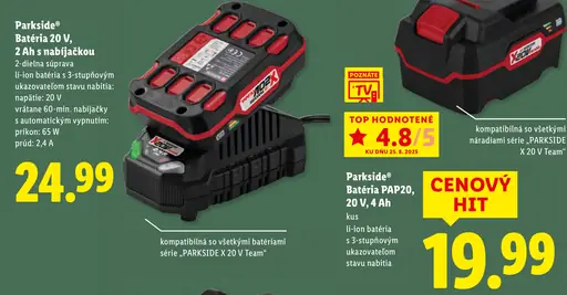 Parkside Batéria PAP20, 20 V, 4 Ah