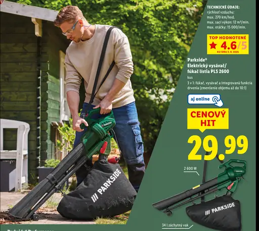 Parkside Elektrický vysávač/fúkač lístia PLS 2600