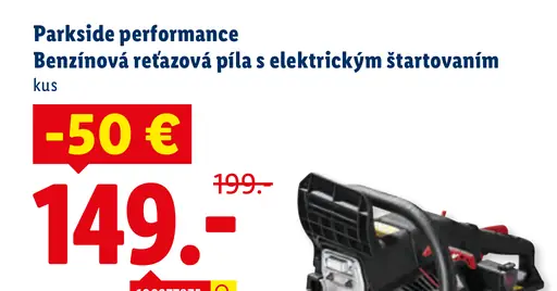 Parkside performance Benzínová reťazová píla s elektrickým štartovaním