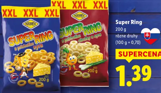 SuperRing s príchuťou cibule a syra rôzne druhy