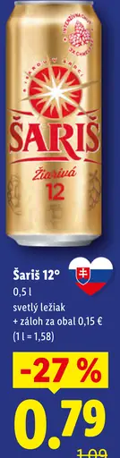 Šariš světly ležiak plechovka